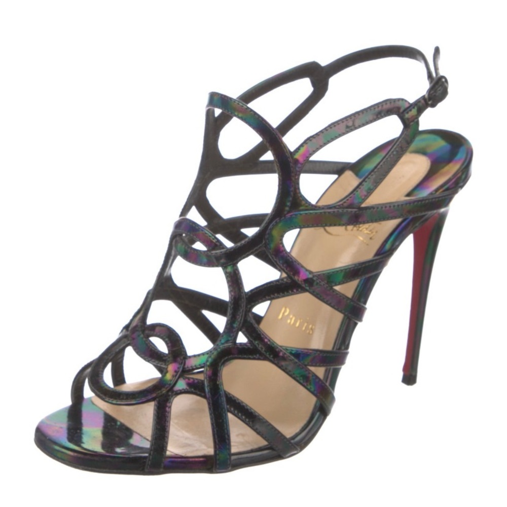 Christian Louboutin Black Iridescent Heel - Size 37 - EUC w/ box and dust bag